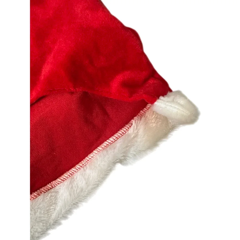 Mrs. Claus Santa Outfit Red White Fur Sequin Bow Small Dog Costume Sz L